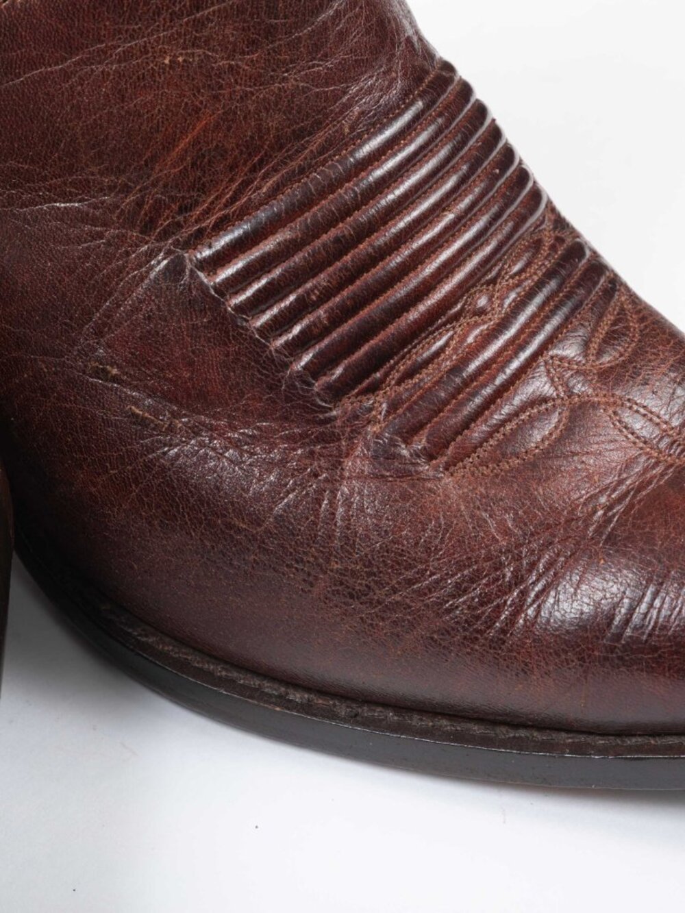 VTG 90s Y2K Charlie 1 Horse Brown Leather Snip Toe Cowboy Boots Women’s 8B - Picture 6 of 16